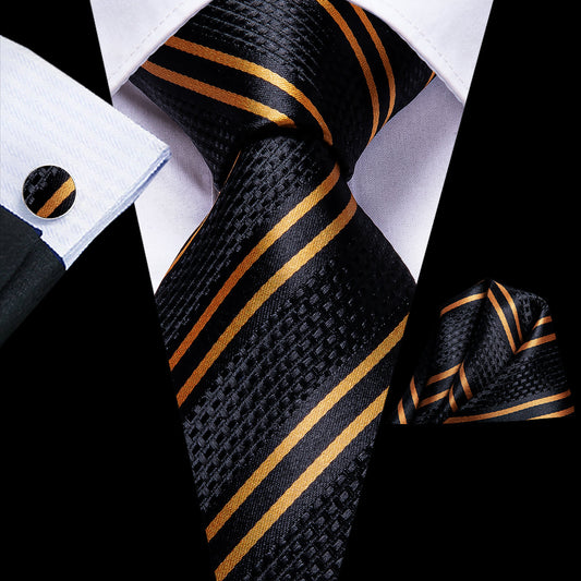 Luxury Black Double Stripe Necktie