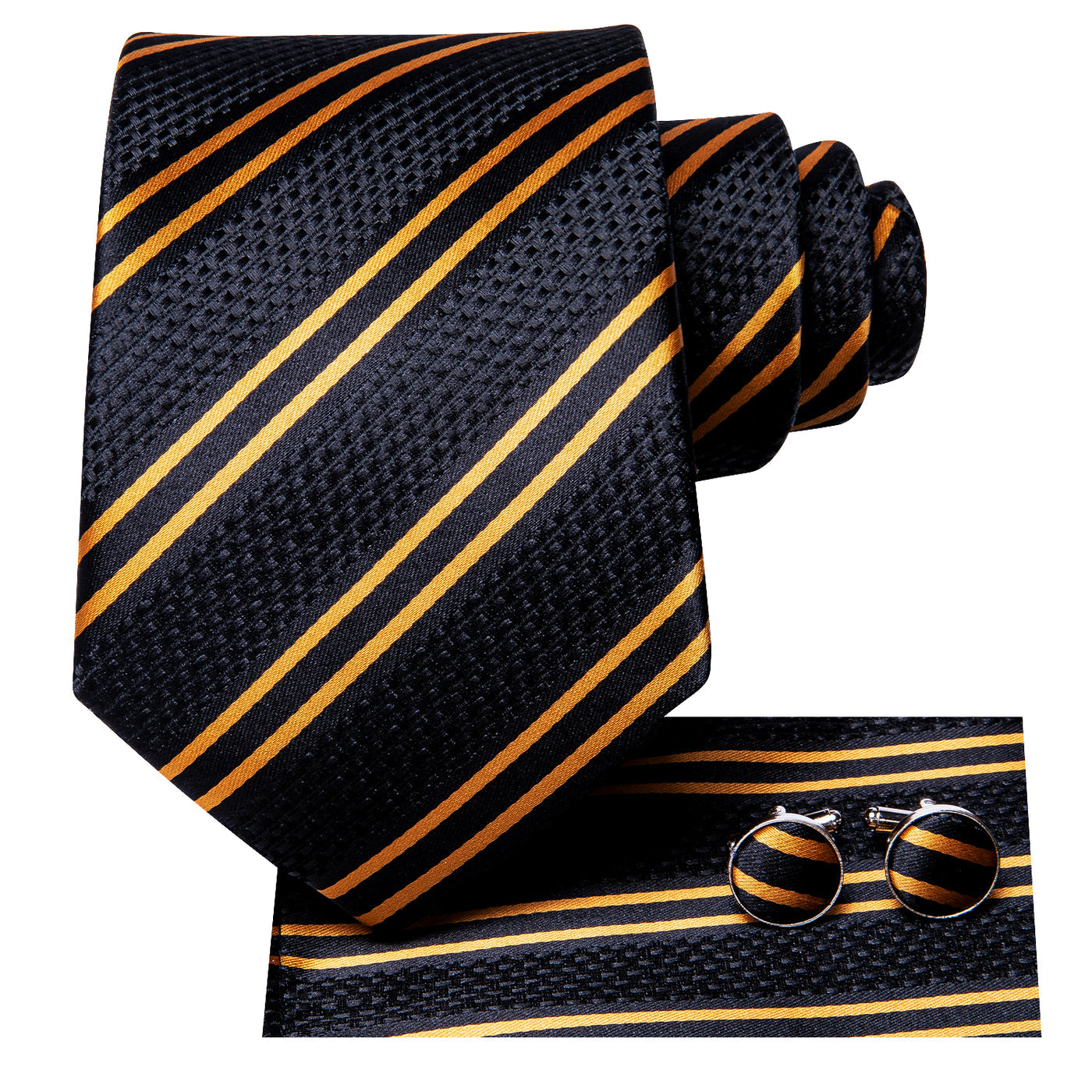 Luxury Black Double Stripe Necktie