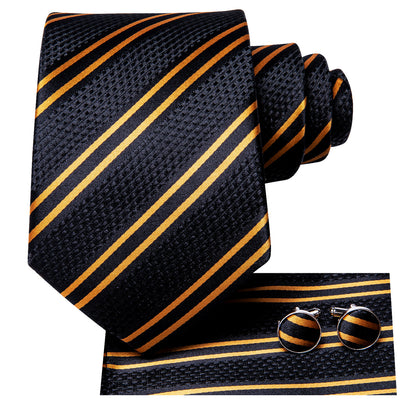 Luxury Black Double Stripe Necktie