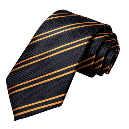 Luxury Black Double Stripe Necktie