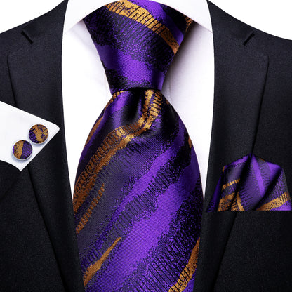 Purple and Gold Striped Tie Set tie set - Sophisticated Gentlemen