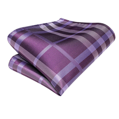 Purple plaid pocket square with lavender check pattern
