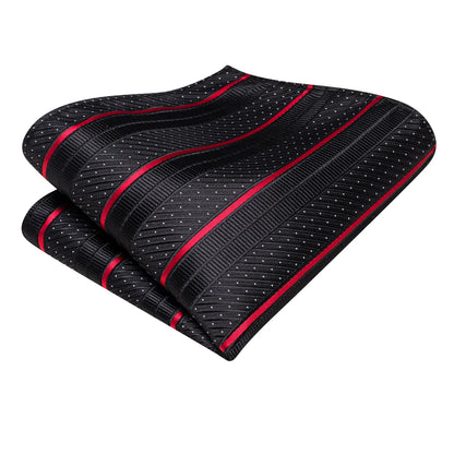 Black & Red Striped Tie, Pocket Square & Cufflinks Set tie sets - Sophisticated Gentlemen