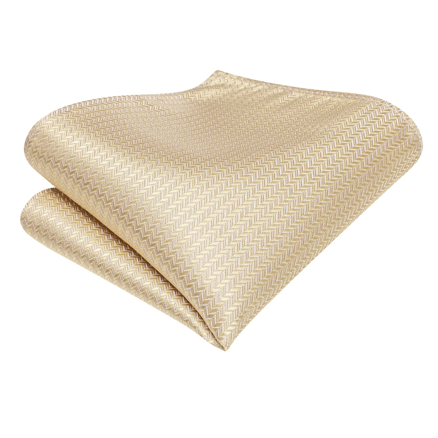 Champagne gold herringbone pocket square with elegant textured finish