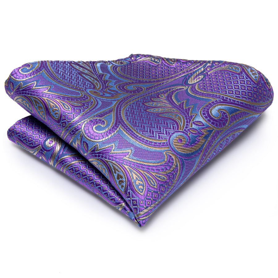 Lavender Paisley XL Tie, Pocket Square and Cufflinks tie sets    - Sophisticated Gentlemen