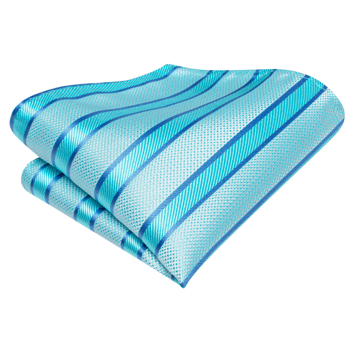 Turquoise Blue Striped Tie, Pocket Square and Cufflinks Set tie sets - Sophisticated Gentlemen