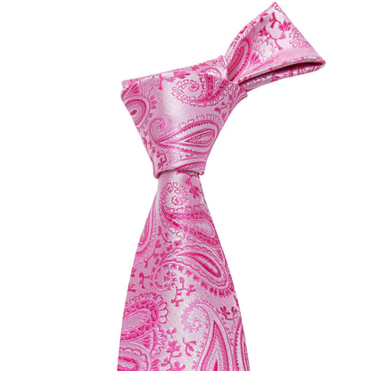 Pink Paisley Silk Tie, Pocket Square & Cufflinks Set tie sets - Sophisticated Gentlemen
