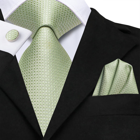 Sage Green XL Tie, Pocket Square and Cufflinks tie sets    - Sophisticated Gentlemen