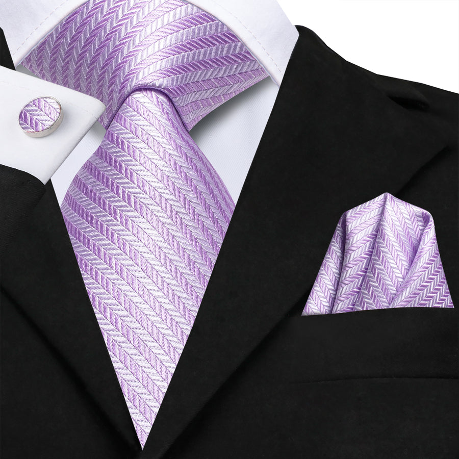 Medium Orchid Geometric XL Tie, Pocket Square and Cufflinks tie sets    - Sophisticated Gentlemen