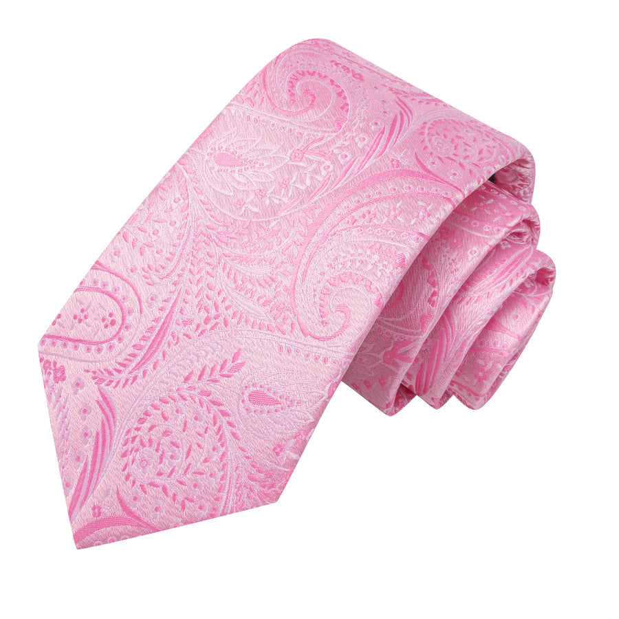 Pink Paisley XL Tie, Pocket Square and Cufflinks tie sets    - Sophisticated Gentlemen