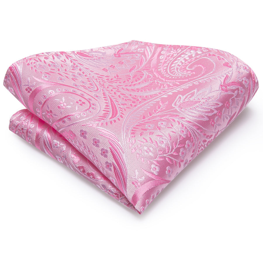 Pink Paisley XL Tie, Pocket Square and Cufflinks tie sets    - Sophisticated Gentlemen