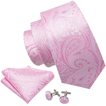 Pink Floral Tie, Pocket Square and Cufflinks Set tie sets    - Sophisticated Gentlemen