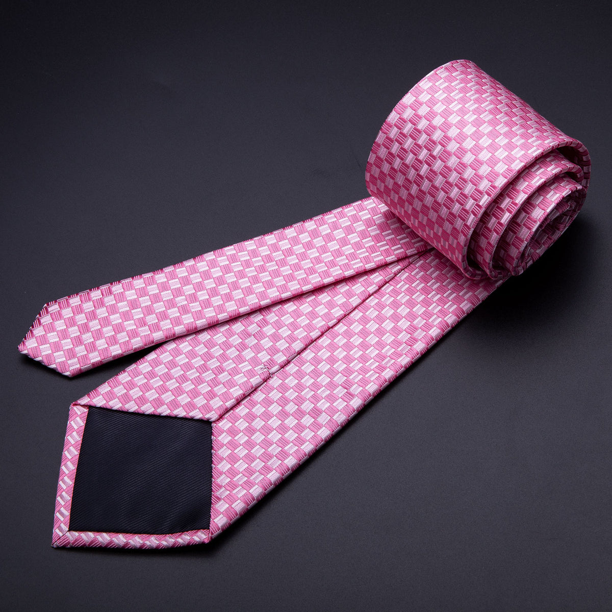 Pink Plaid Silk Tie, Pocket Square and Cufflinks Set tie sets    - Sophisticated Gentlemen