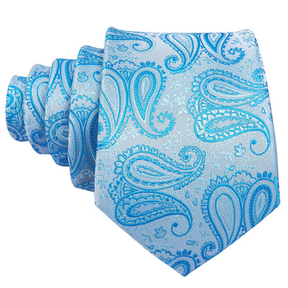 Sky Blue Silk Tie, Pocket Square & Cufflinks Set tie sets - Sophisticated Gentlemen