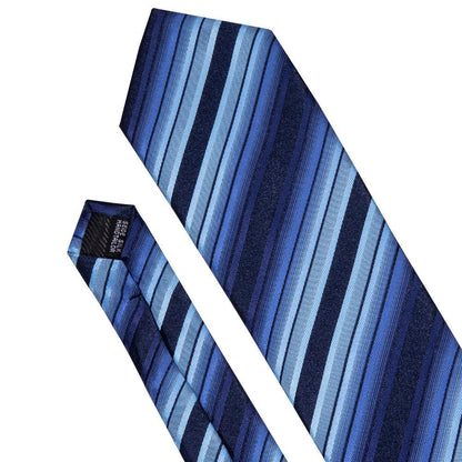 Blue Black Striped Tie, Pocket Square and Cufflinks Set tie sets    - Sophisticated Gentlemen