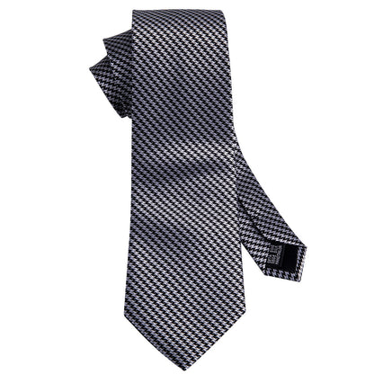 Timeless Houndstooth Silk Tie Set with Pocket Square and Cufflinks tie sets - Sophisticated Gentlemen