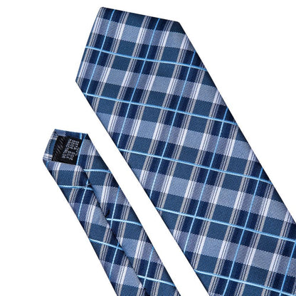 Blue Plaid Tie, Pocket Square and Cufflinks Set tie sets    - Sophisticated Gentlemen