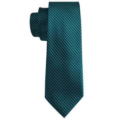 Turquoise Houndstooth Silk Tie, Pocket Square and Cufflinks Set tie sets    - Sophisticated Gentlemen