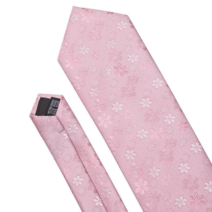 Pink Sakura Floral Silk Tie, Pocket Square and Cufflinks Set tie sets    - Sophisticated Gentlemen