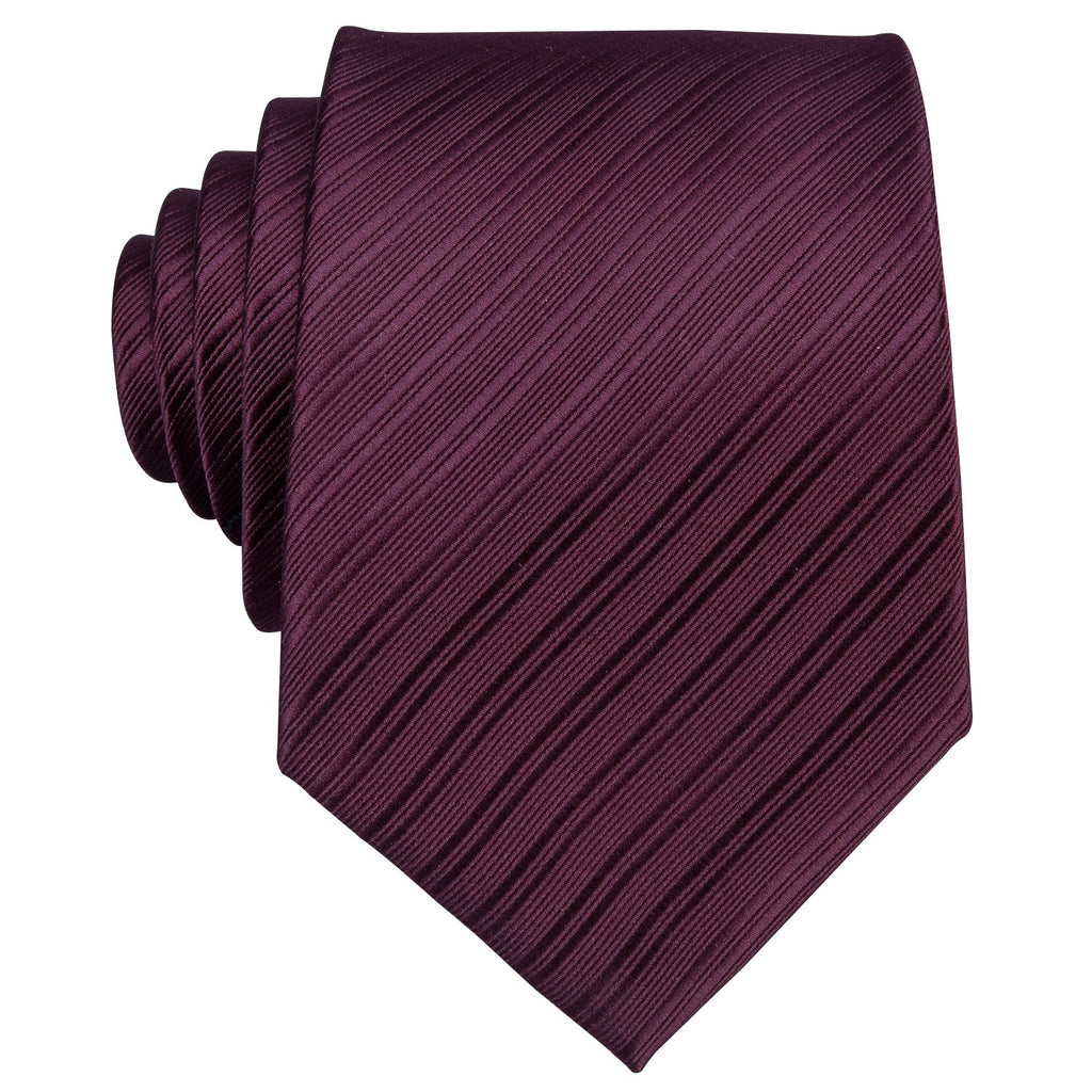 Dark Red Narrow Striped Silk Tie, Pocket Square and Cufflinks Set tie sets    - Sophisticated Gentlemen