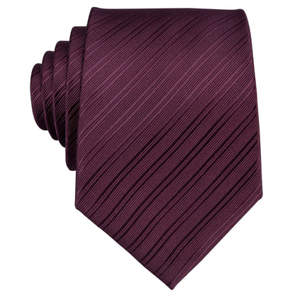 Dark Red Narrow Striped Silk Tie, Pocket Square and Cufflinks Set tie sets    - Sophisticated Gentlemen
