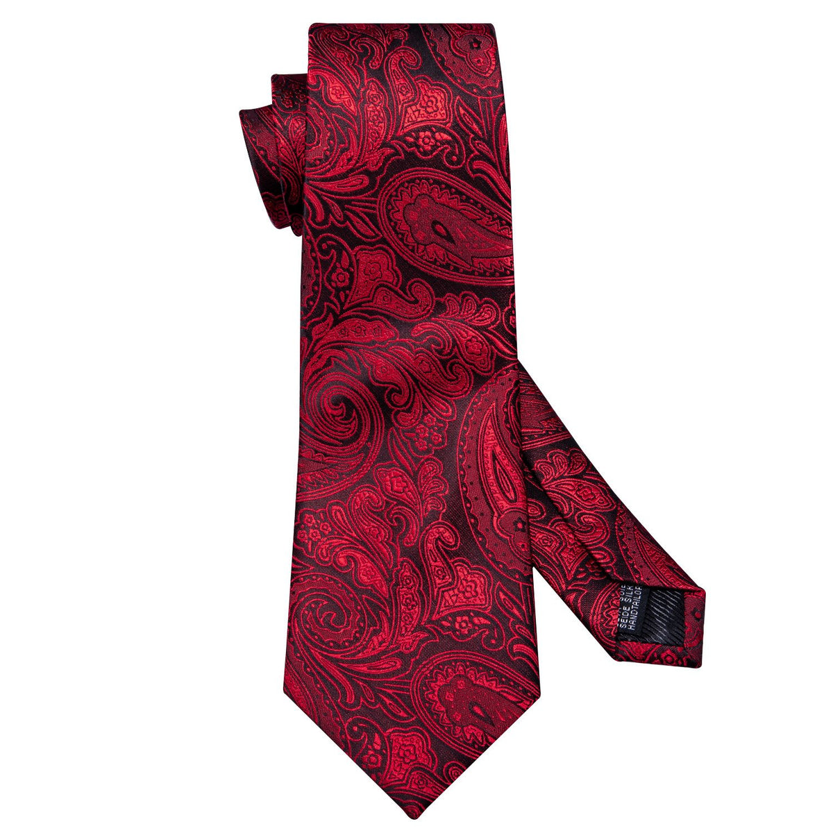 Regal Black and Red Paisley Silk Tie Set with Pocket Square and Cufflinks tie sets - Sophisticated Gentlemen