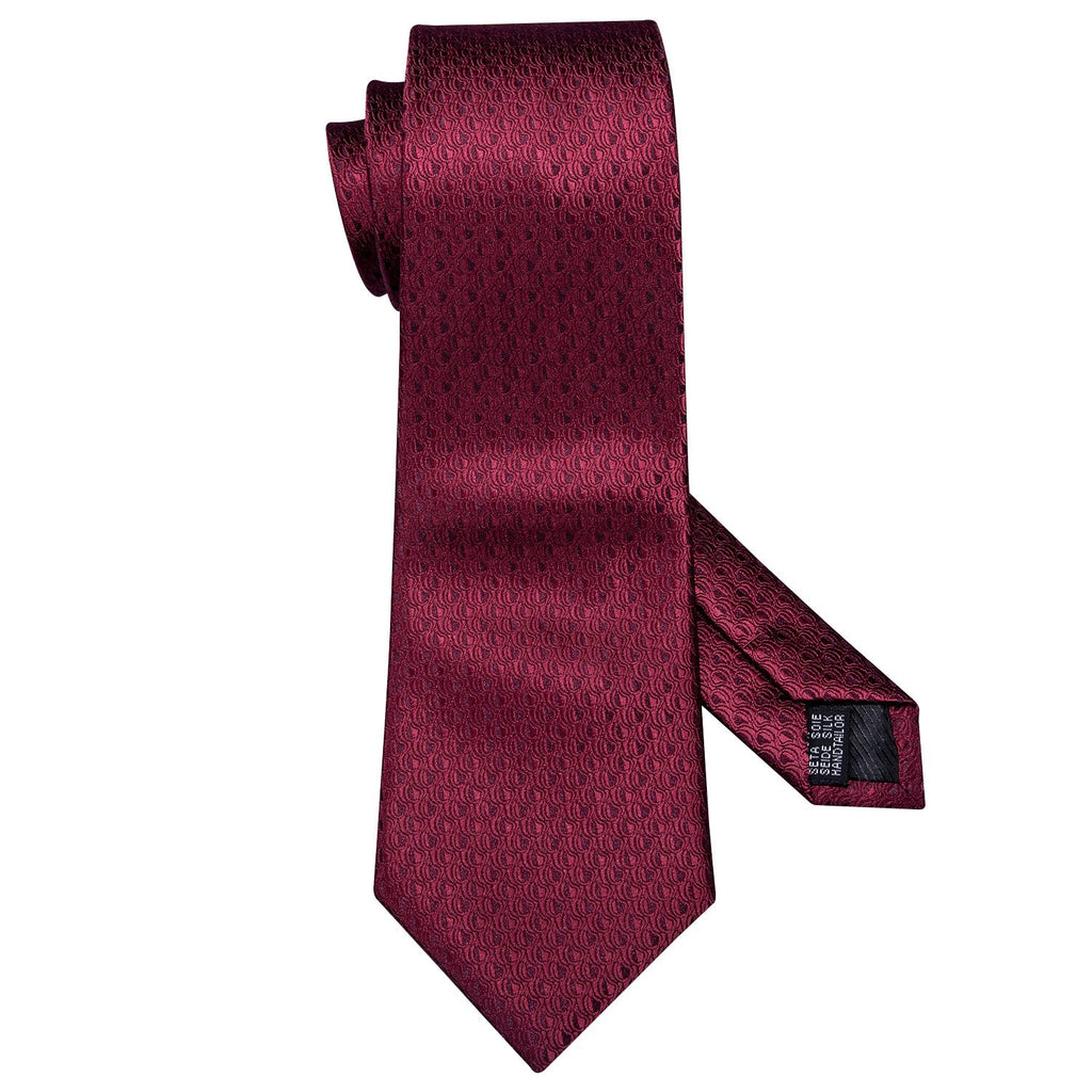 Burgundy Red Solid Tie, Pocket Square and Cufflinks Set tie sets    - Sophisticated Gentlemen