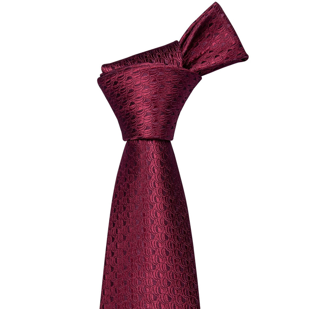 Burgundy Red Solid Tie, Pocket Square and Cufflinks Set tie sets    - Sophisticated Gentlemen
