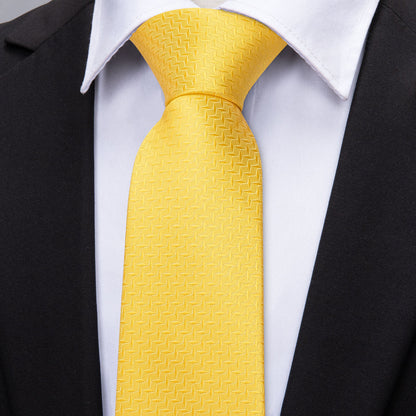 Yellow Novelty Silk Tie, Pocket Square and Cufflinks Set tie sets    - Sophisticated Gentlemen