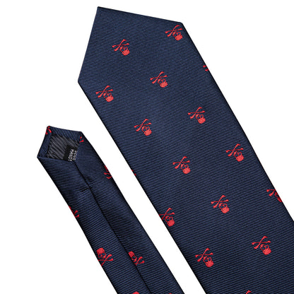 Blue Red Skull Novelty Tie, Pocket Square and Cufflinks Set tie sets    - Sophisticated Gentlemen