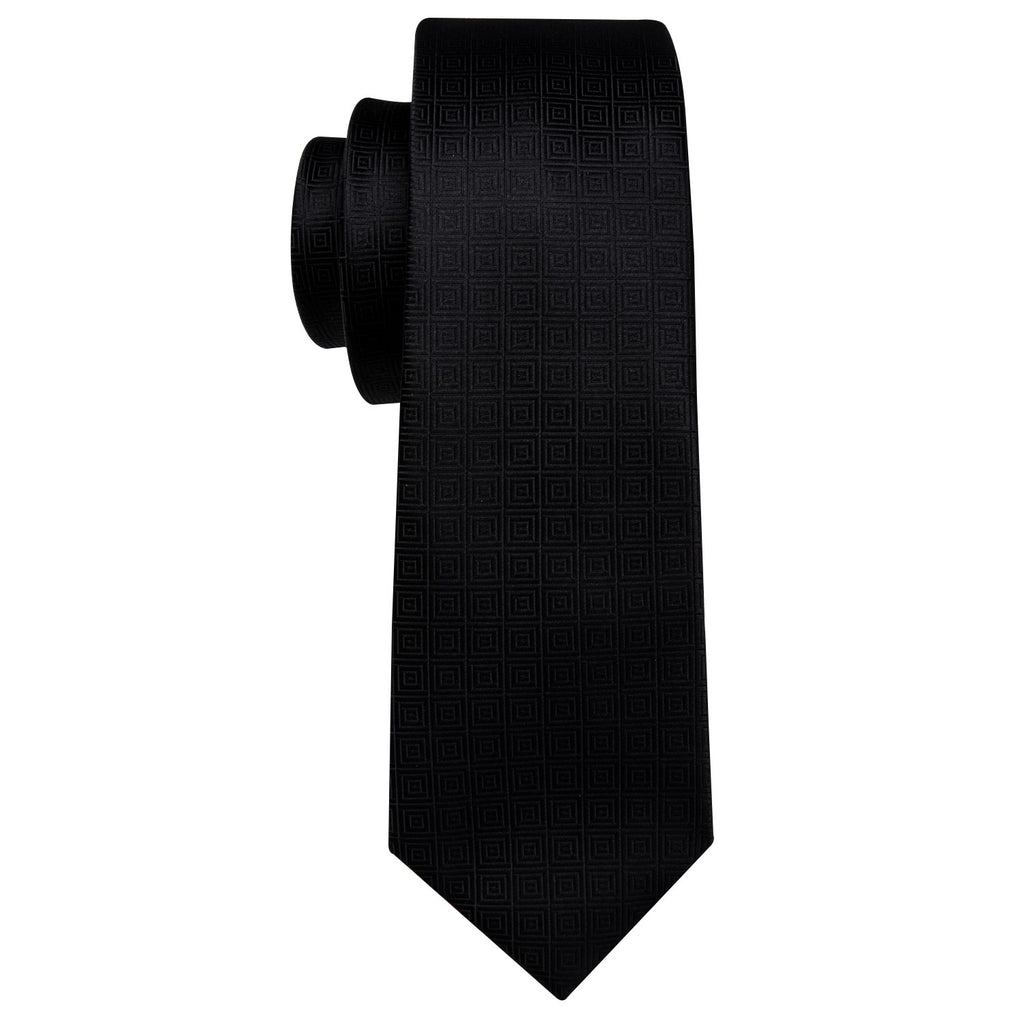 Black Novelty Silk Tie, Pocket Square and Cufflinks Set tie sets    - Sophisticated Gentlemen