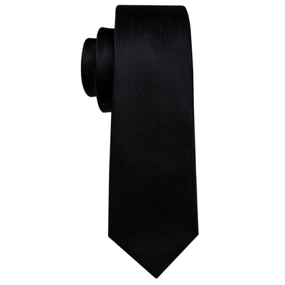 Black Novelty Silk Tie, Pocket Square and Cufflinks Set tie sets    - Sophisticated Gentlemen