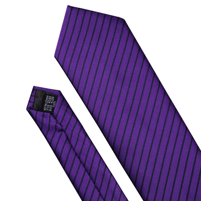 Purple Black Stripe Tie, Pocket Square and Cufflinks Set tie sets    - Sophisticated Gentlemen
