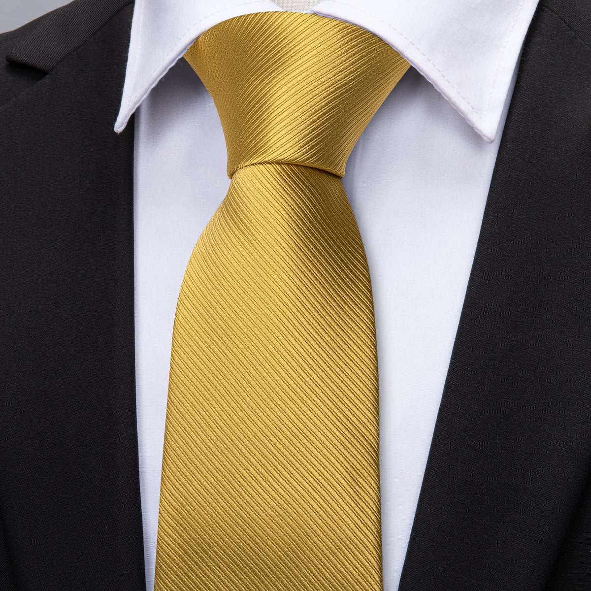 Gold Striped Silk Tie, Pocket Square and Cufflinks Set tie sets    - Sophisticated Gentlemen