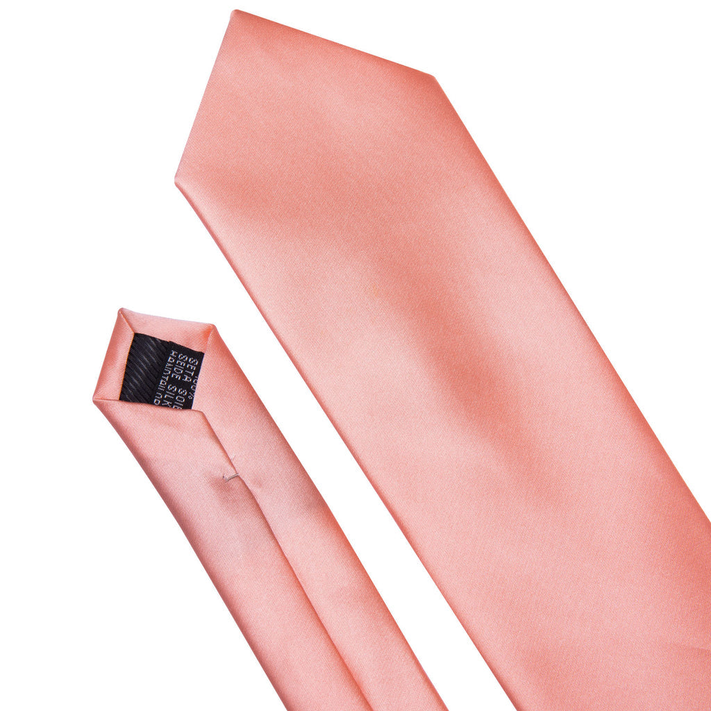 Coral Solid Tie, Pocket Square and Cufflinks Set tie sets    - Sophisticated Gentlemen