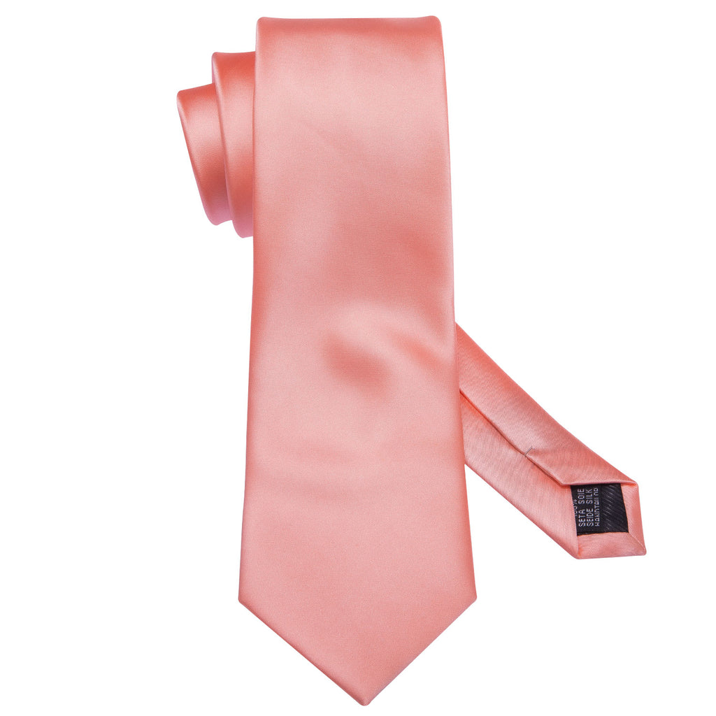 Coral Solid Tie, Pocket Square and Cufflinks Set tie sets    - Sophisticated Gentlemen