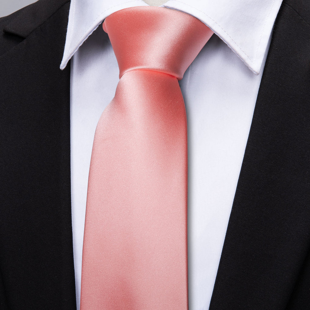 Coral Solid Tie, Pocket Square and Cufflinks Set tie sets    - Sophisticated Gentlemen