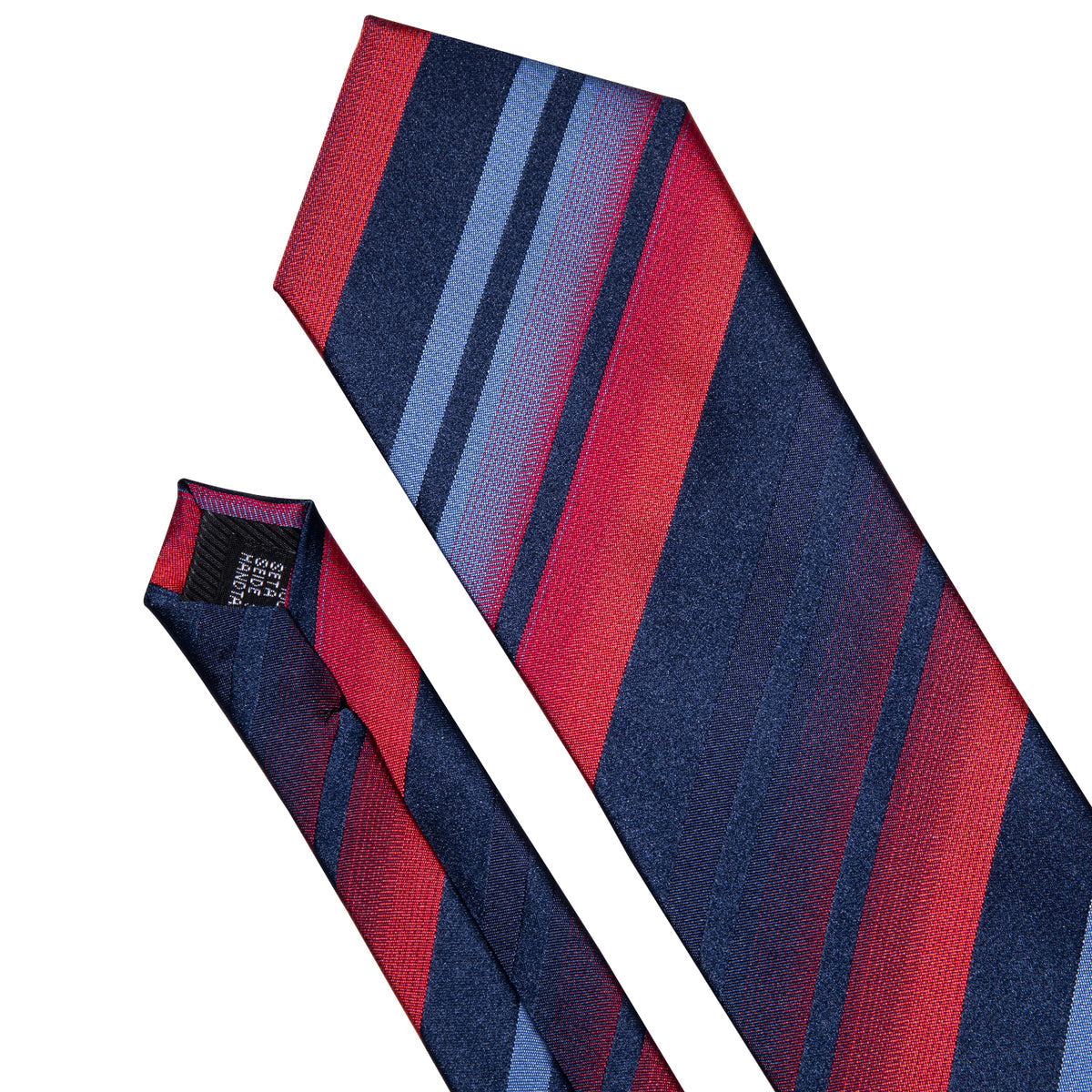 Blue Red Gradient Stripe Tie, Pocket Square and Cufflinks Set tie sets    - Sophisticated Gentlemen