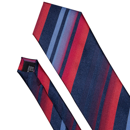 Blue Red Gradient Stripe Tie, Pocket Square and Cufflinks Set tie sets    - Sophisticated Gentlemen