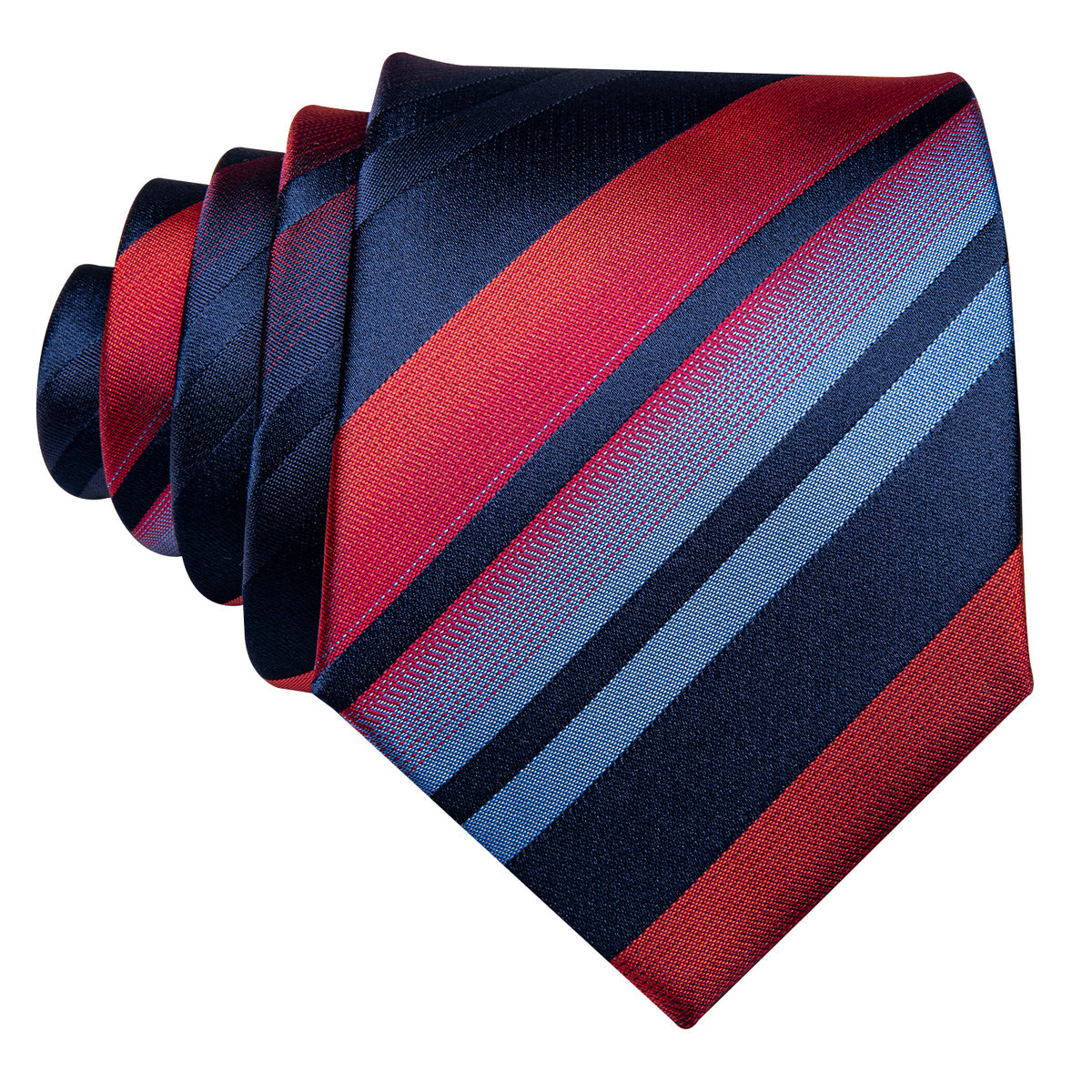 Blue Red Gradient Stripe Tie, Pocket Square and Cufflinks Set tie sets    - Sophisticated Gentlemen