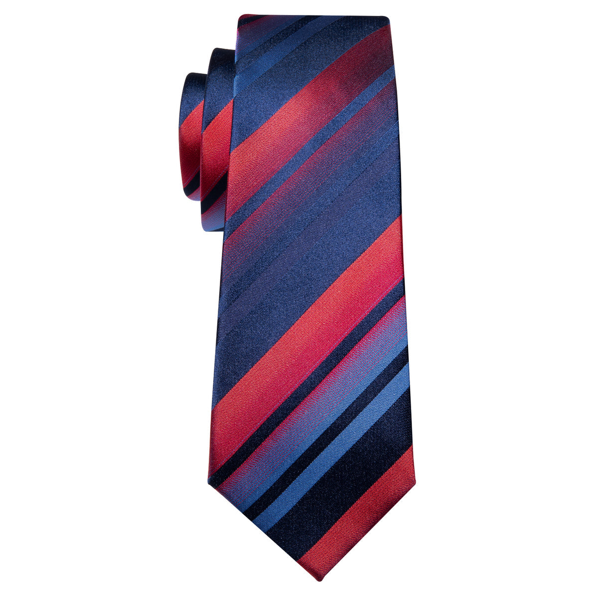 Blue Red Gradient Stripe Tie, Pocket Square and Cufflinks Set tie sets    - Sophisticated Gentlemen