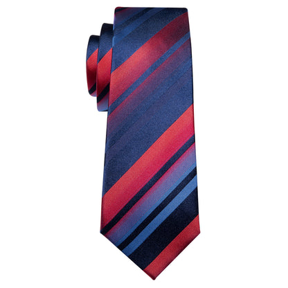 Blue Red Gradient Stripe Tie, Pocket Square and Cufflinks Set tie sets    - Sophisticated Gentlemen