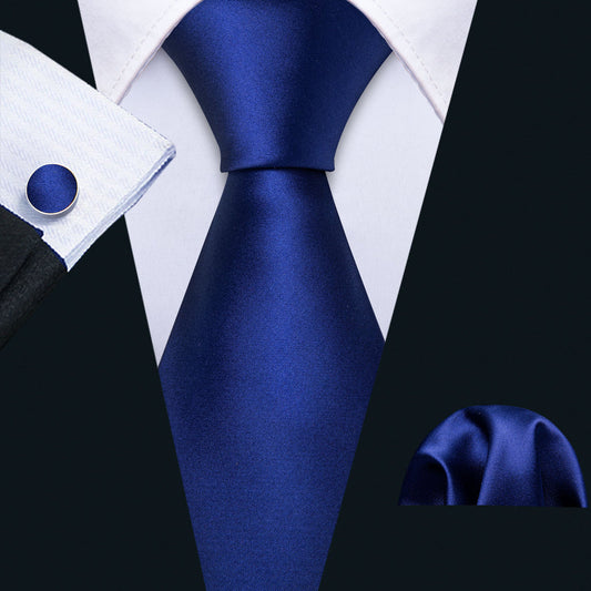 Sapphire Blue Tie, Pocket Square and Cufflinks Set tie sets    - Sophisticated Gentlemen