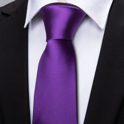 Deep Purple Solid Tie, Pocket Square and Cufflinks Set tie sets    - Sophisticated Gentlemen