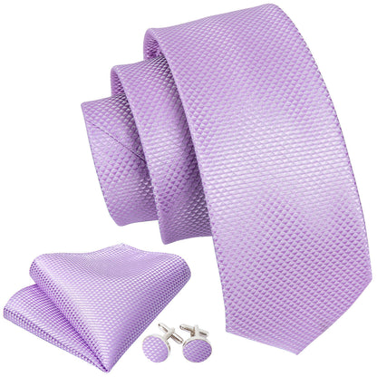 Light Purple Geometric Tie, Pocket Square and Cufflinks Set tie sets    - Sophisticated Gentlemen