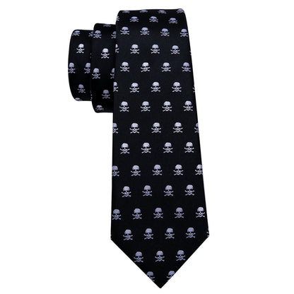 Black and Skulls Silk Tie Set