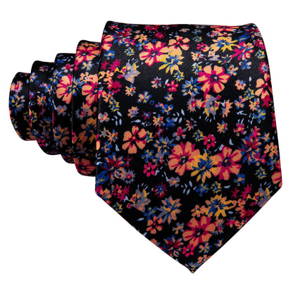 Colorful Novelty Flower Silk Tie, Pocket Square and Cufflinks Set tie sets    - Sophisticated Gentlemen
