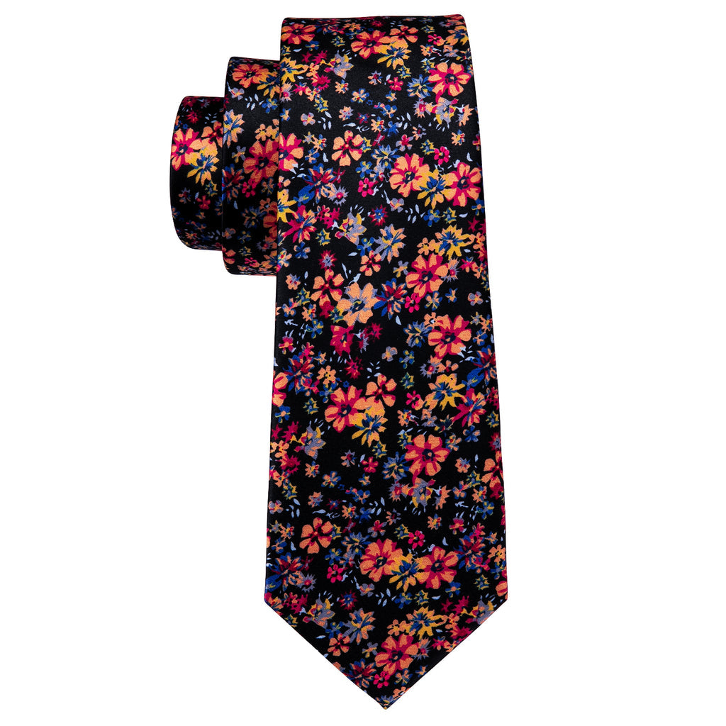 Colorful Novelty Flower Silk Tie, Pocket Square and Cufflinks Set tie sets    - Sophisticated Gentlemen