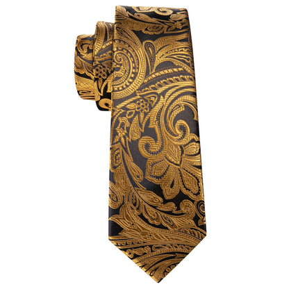 Golden Paisley Silk Tie, Pocket Square and Cufflinks Set tie sets    - Sophisticated Gentlemen