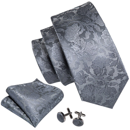 Silver Gray Premium XL Tie Set tie sets    - Sophisticated Gentlemen